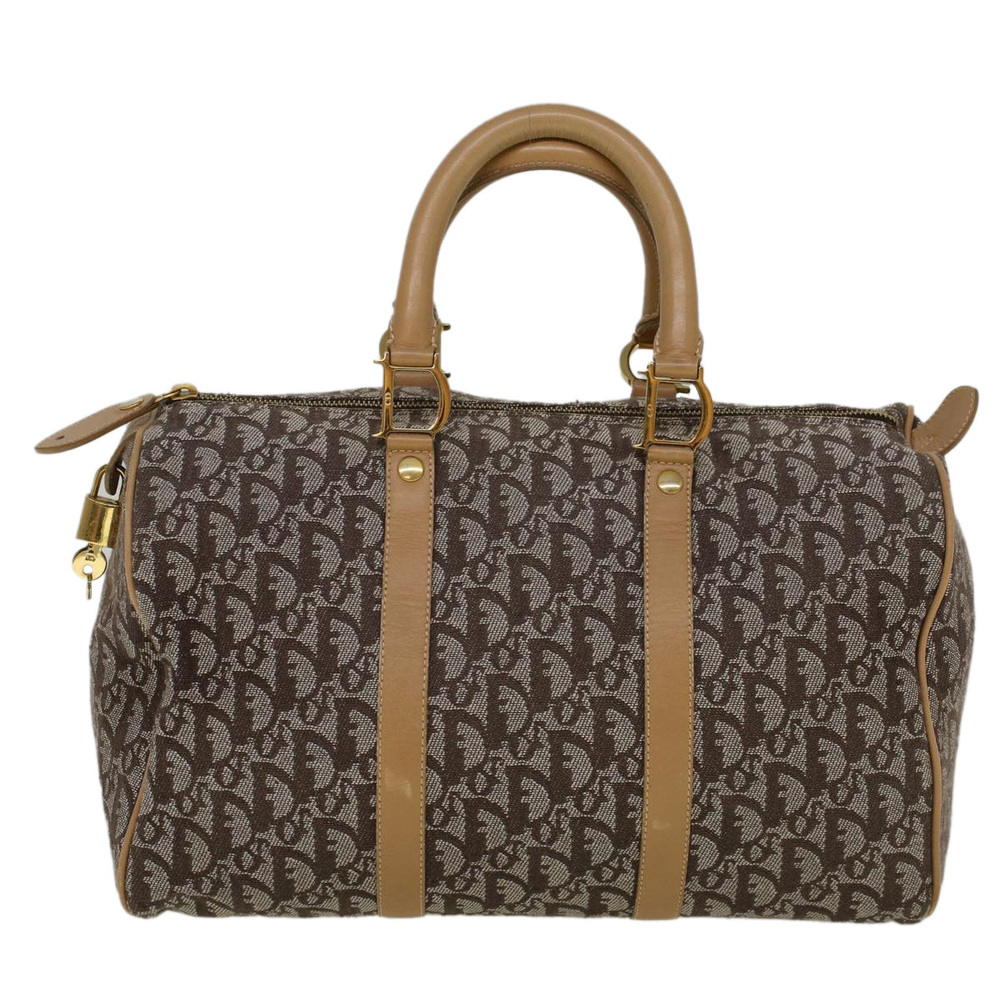 CHRISTIAN DIOR Trotter Canvas Boston Bag Beige Brown Auth 58623 - Picture 2 of 16
